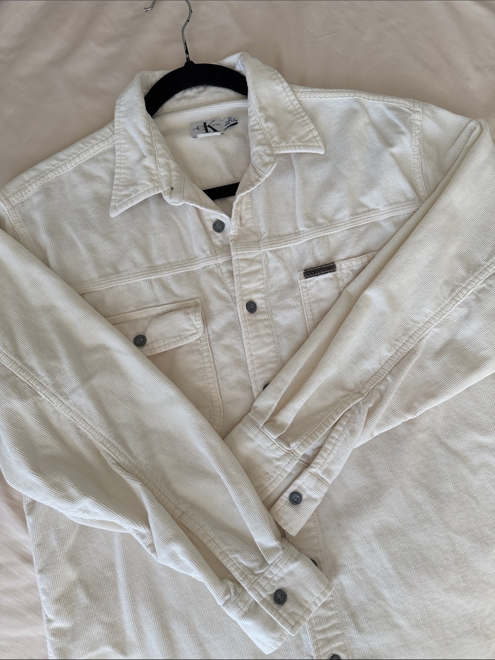 Calvin Klein Vintage Cream White Corduroy Shirt Jacket